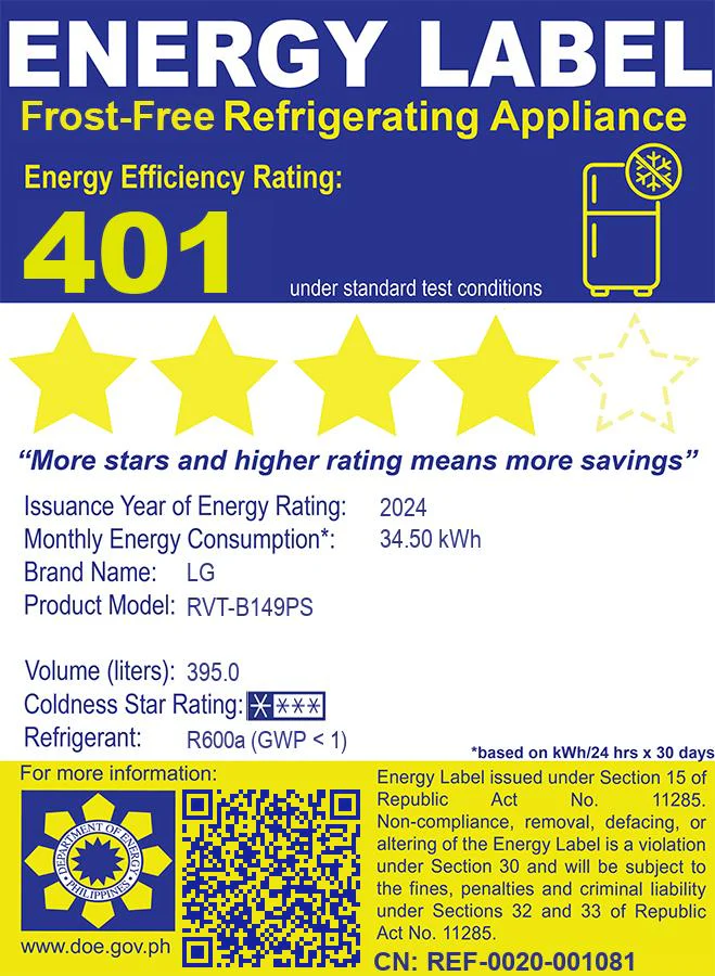 RVT-B149PS 14.9CUFT LG INVERTER REF-PRIME SILVER - Image 4